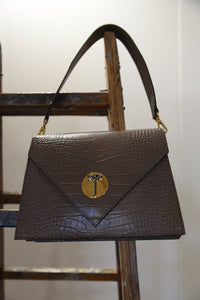 Borsa color tortora in pelle con stampa cocco/ dove-coloured leather bag with coconut mould
