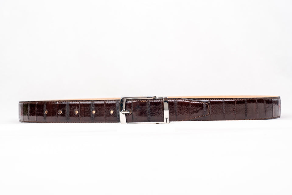 CINTURA IN PELLE DI ANGUILLA Brown/ Brown Eel Leather Belt