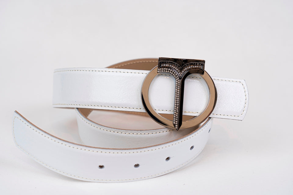 CINTURA IN PELLE DI VITELLO White/ Calf Leather White Belt