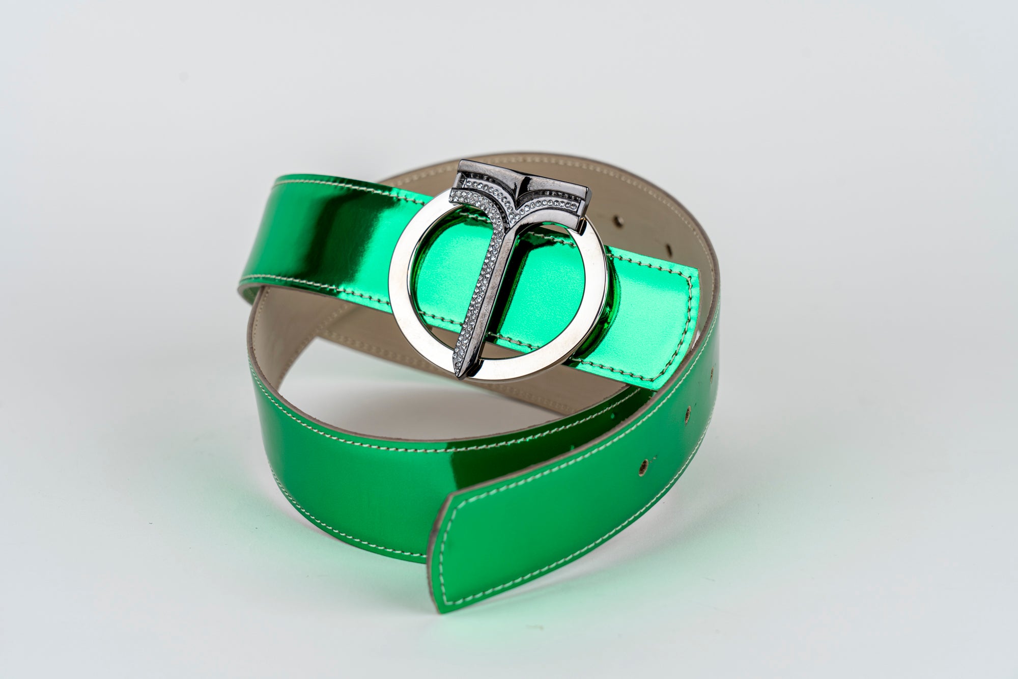 CINTURA IN VERNICE Green/ Green Patent Leather Belt