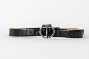 CINTURA IN PELLE DI ANGUILLA Black/ Black Eel Leather Belt